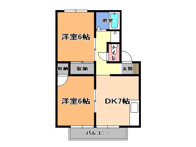 ハイム88 C棟(2DK/2階)の間取り写真