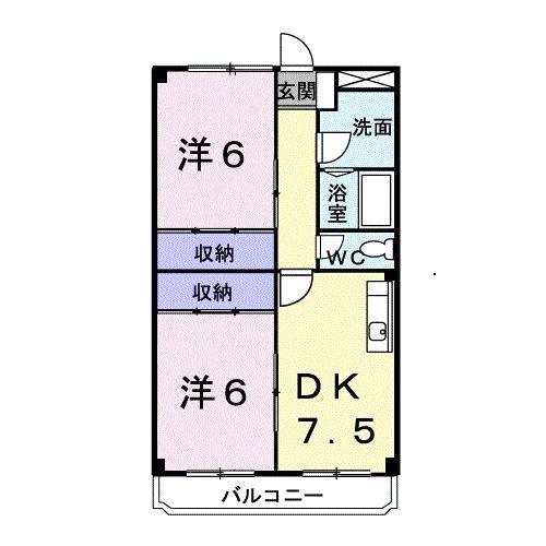 アーリーバード(2DK/3階)の間取り写真