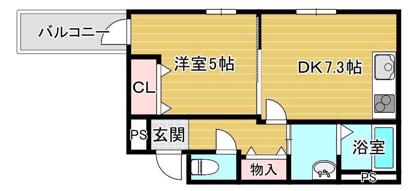 フジパレス大宮(1DK/1階)の間取り写真