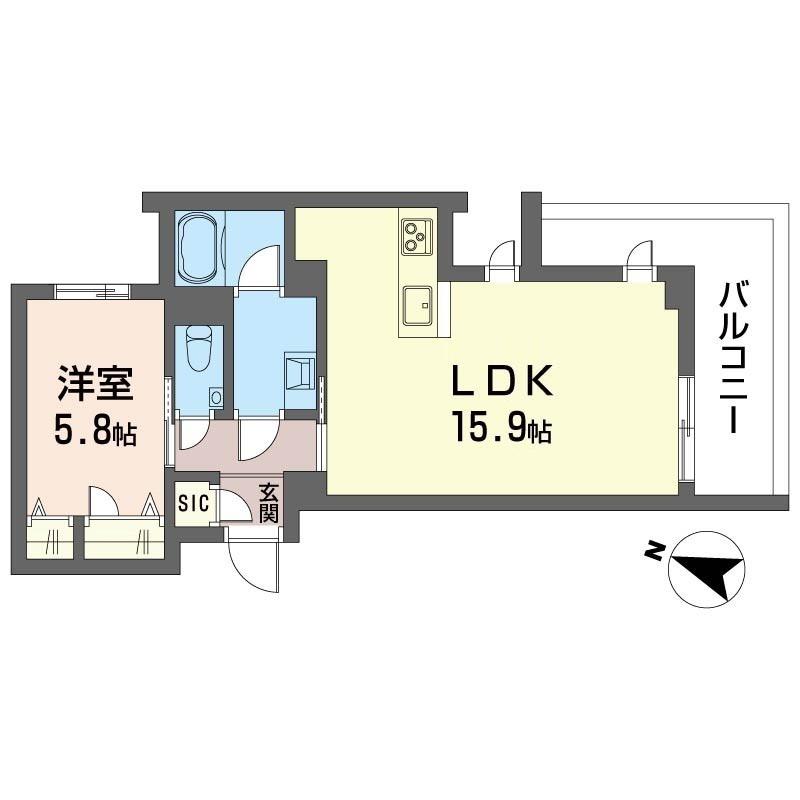 ヴィラージュ穂々(1LDK/2階)の間取り写真
