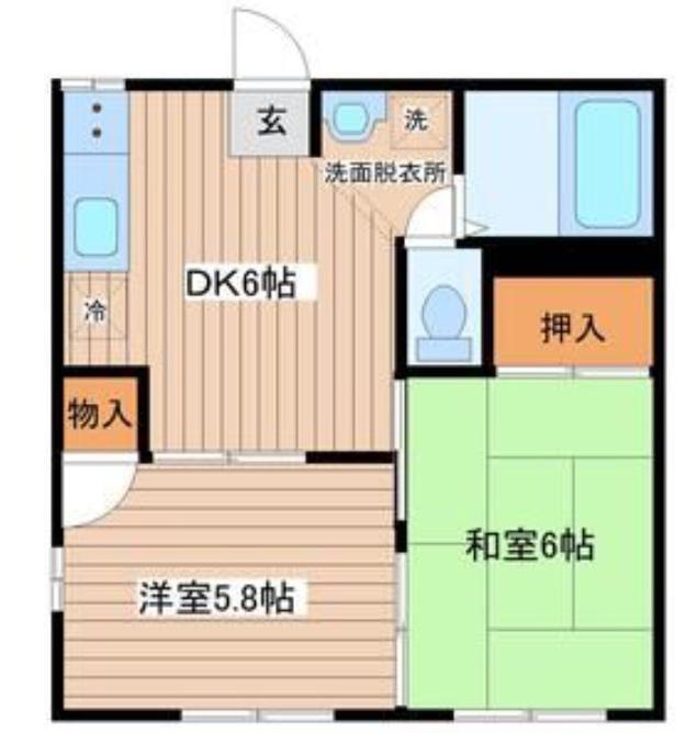 月ヶ丘ハイツ(2DK/1階)の間取り写真
