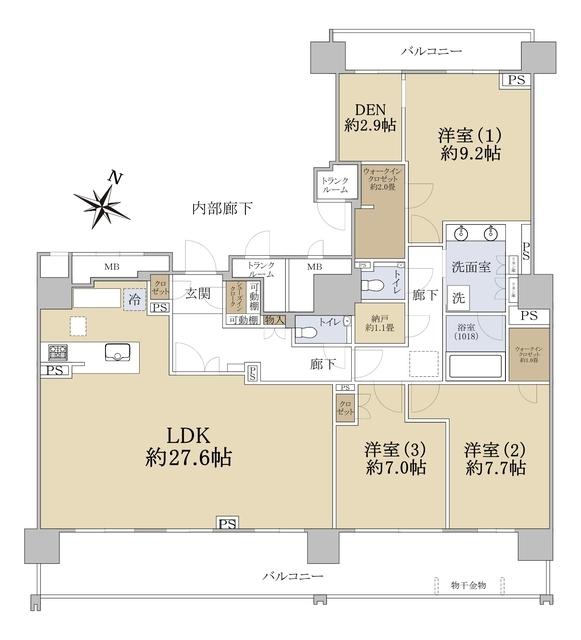 ブランズ円山裏参道レジデンス(3LDK/6階)の間取り写真