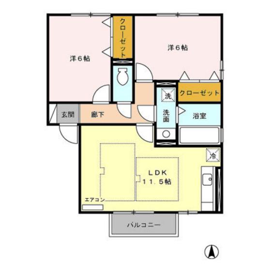 プレジール A(2LDK/1階)の間取り写真