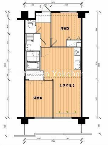 ハピネス飯田1号館(2LDK/3階)の間取り写真
