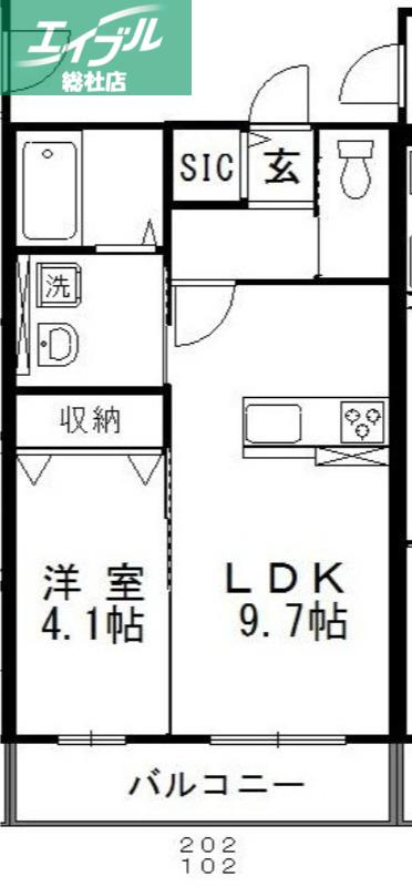 ベラルーチェI(1LDK/1階)の間取り写真