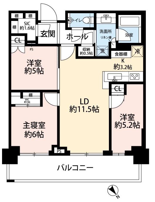 GLOBAL FRONT TOWER(3LDK/19階)の間取り写真