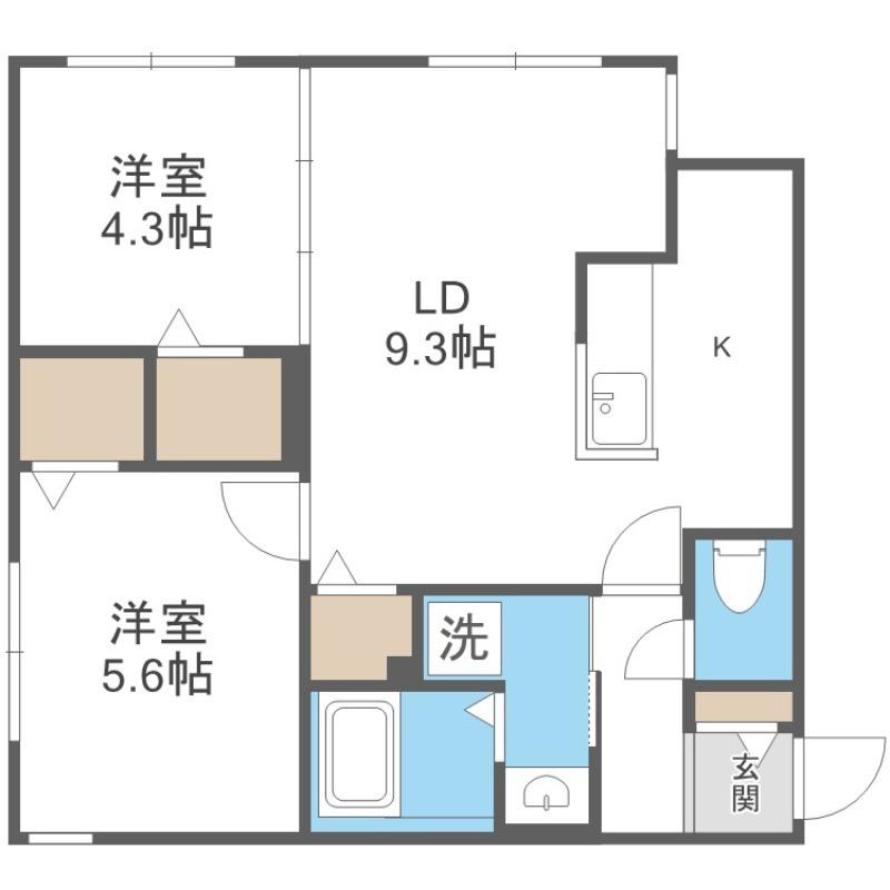 ALIVIS琴似(2LDK/4階)の間取り写真