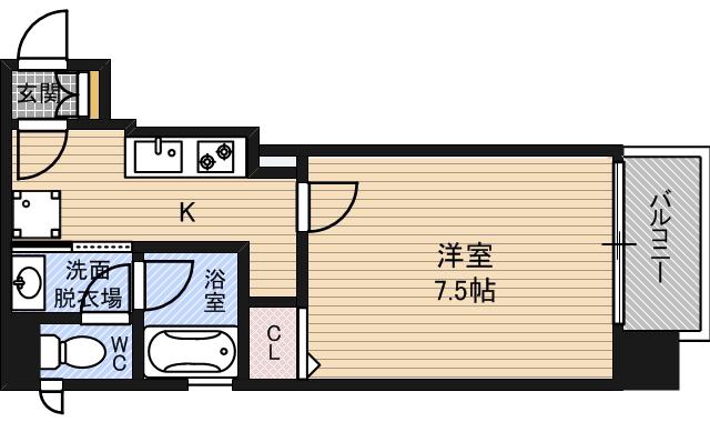 アクティコートクリスタル京橋(1K/7階)の間取り写真