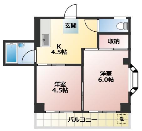 第一平成ビル(2K/1階)の間取り写真