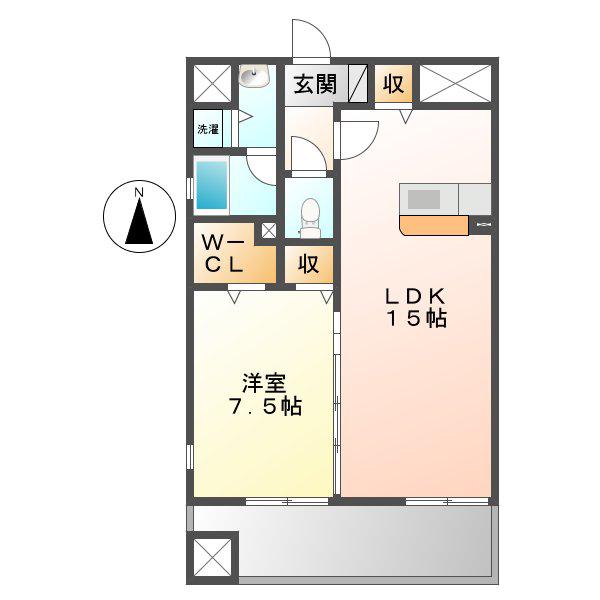 ワイズYS(1LDK/2階)の間取り写真
