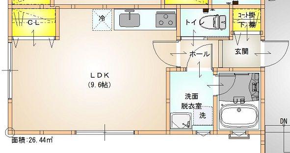 ハピネス(1K/1階)の間取り写真