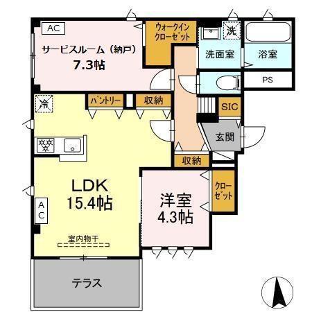 ノエル高砂(1SLDK/1階)の間取り写真