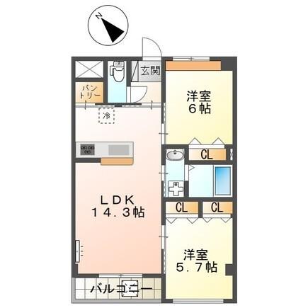 SUNSHINE RESIDENCE(2LDK/1階)の間取り写真