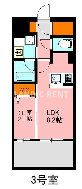 デュ・レジア博多レジデンス(1LDK/8階)の間取り写真