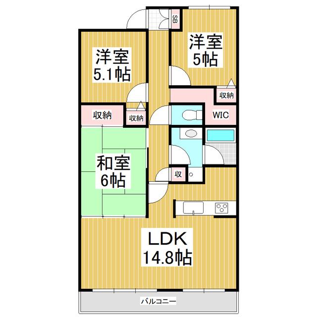 ラフィーネ松本南弐番館 705(3LDK/7階)の間取り写真
