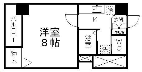 ベルシティ五橋(ワンルーム/10階)の間取り写真
