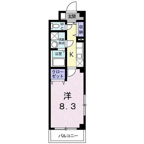 プロムナード 六木(1K/2階)の間取り写真