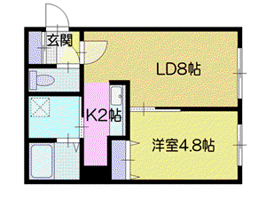ハビテ南郷(1LDK/3階)の間取り写真