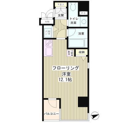テラス麻布十番(ワンルーム/6階)の間取り写真
