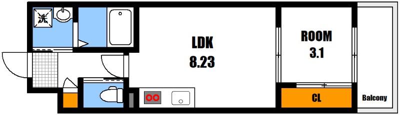 YELLSTAGE長束ウエスト(1LDK/1階)の間取り写真