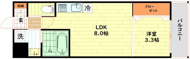 スプランディッド中之島DUE(1LDK/2階)の間取り写真
