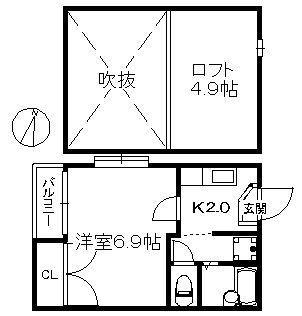 DEAR.FLAT姪浜 104(1K/1階)の間取り写真
