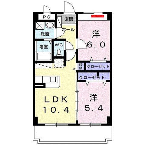カーサセレーナ(2LDK/4階)の間取り写真
