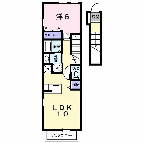 シエルヒダA(1LDK/2階)の間取り写真