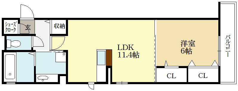 ロータス(1LDK/3階)の間取り写真