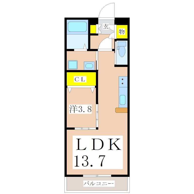 セーラス城山町(1LDK/1階)の間取り写真