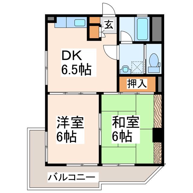 八代トップマンション(2DK/3階)の間取り写真