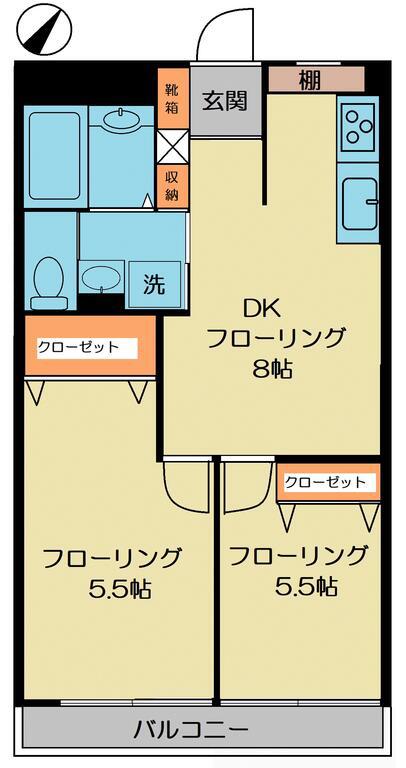 アカデミーハイツ(2DK/2階)の間取り写真