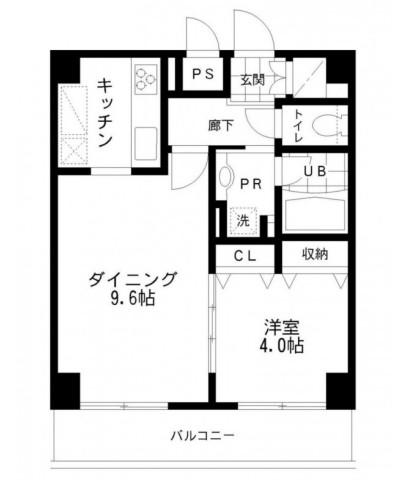 レジディア文京本郷II(1LDK/8階)の間取り写真
