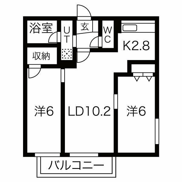 コンフォールN16(2LDK/3階)の間取り写真