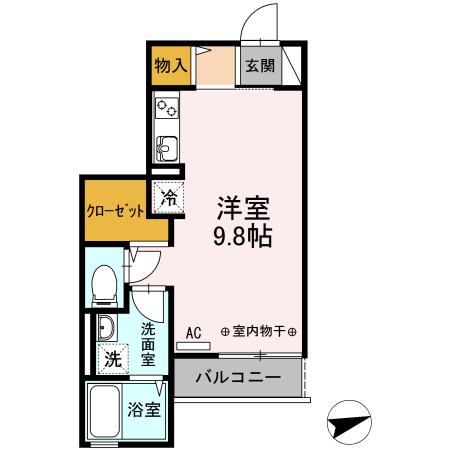 マーリエ調布(ワンルーム/3階)の間取り写真