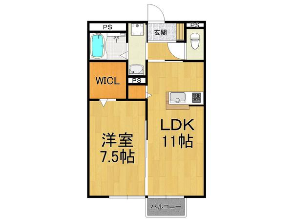 フレッツァ西宮堤町(1LDK/1階)の間取り写真