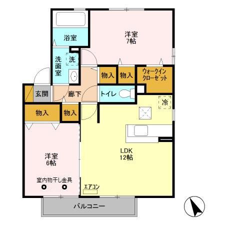ラ・フィエスタ(2LDK/1階)の間取り写真
