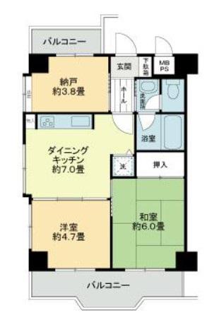 ライオンズマンション横浜第5(2SDK/8階)の間取り写真