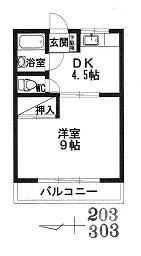 コーポモネ(1K/2階)の間取り写真