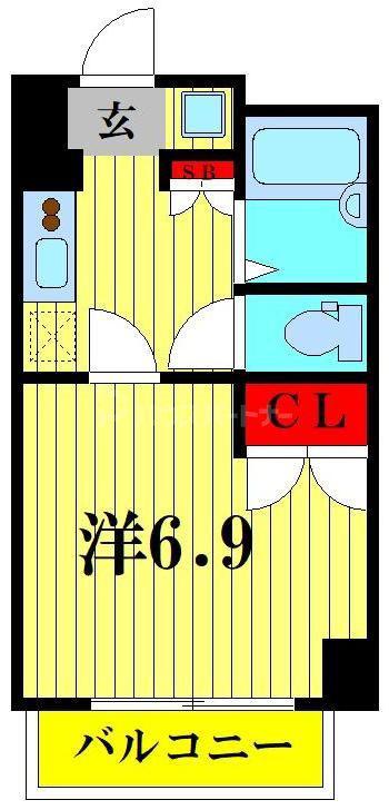 ヴェルト錦糸町II(1K/6階)の間取り写真