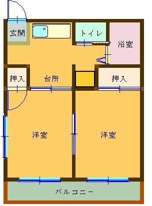 栄ハイツ(2DK/2階)の間取り写真