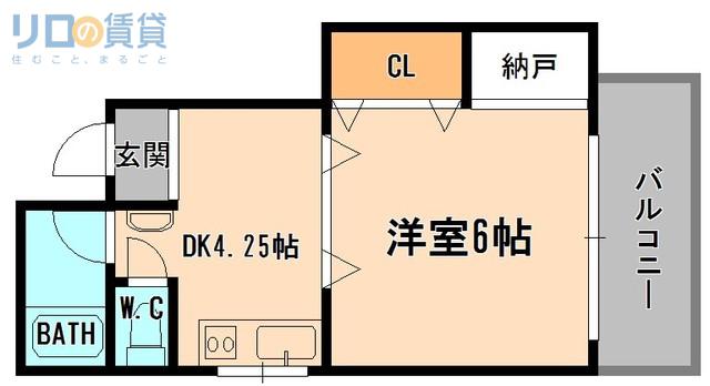 岡本駅前マンション(1DK/2階)の間取り写真