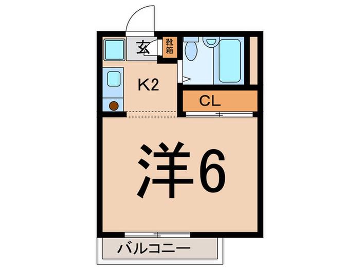カーサ・メルカート(1K/2階)の間取り写真