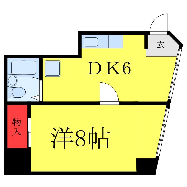 マツバビル(1DK/2階)の間取り写真