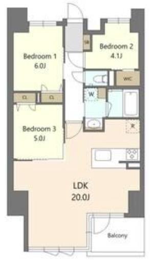 S-RESIDENCE谷町六丁目ALO(3LDK/7階)の間取り写真