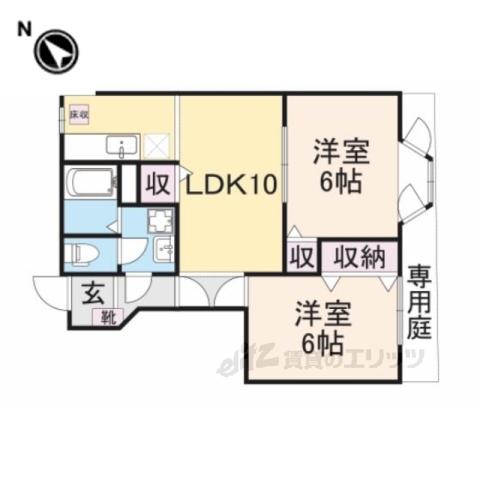 ソレイユA棟(2LDK/1階)の間取り写真