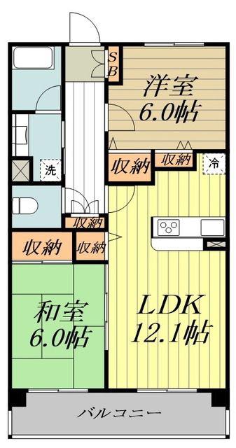 パークサイドもみじ山(2LDK/6階)の間取り写真