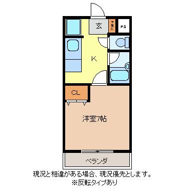 シャルム小野塚(1K/1階)の間取り写真