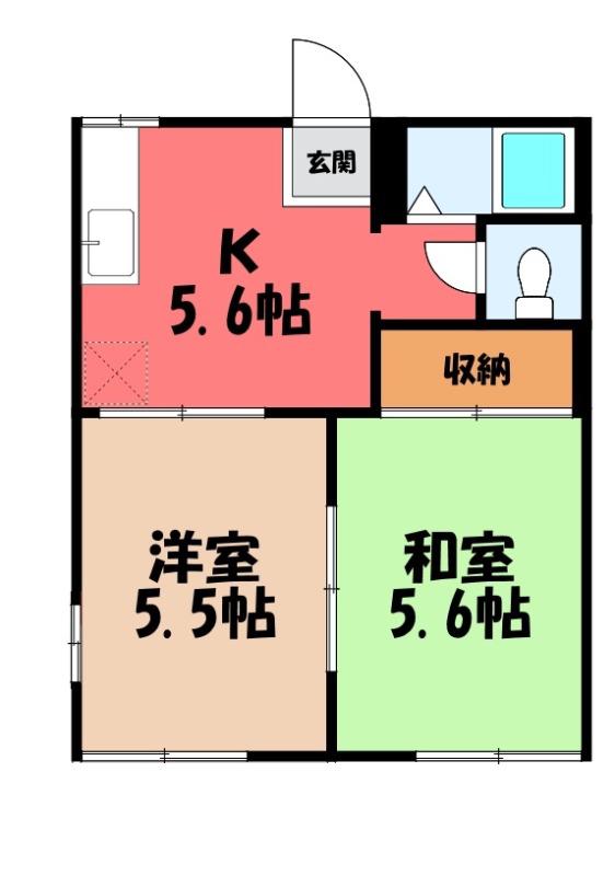サニーハイツ上柴(2K/1階)の間取り写真