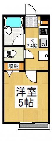 ヒルサイド清瀬(1K/2階)の間取り写真